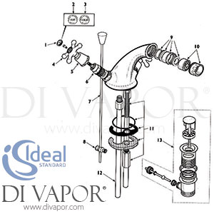 Ideal Standard Kingston Bidet Mixer Rim Mounted 1H Pop Up Waste Tap Spare Parts - IDL DV 243